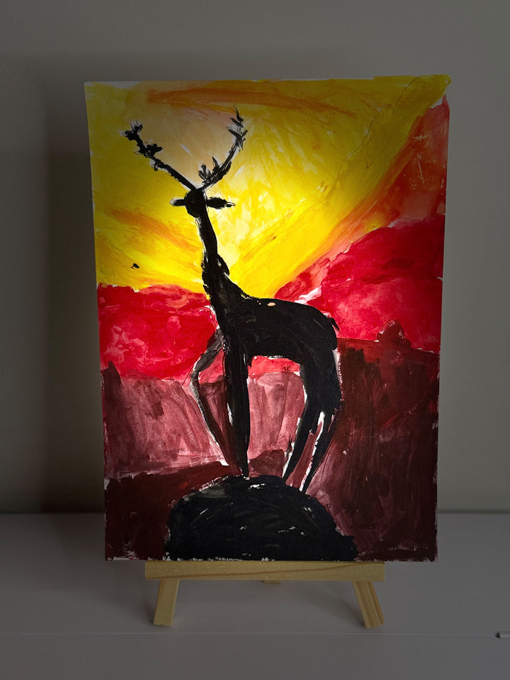 Stag at Sunset — original painting